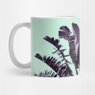 Purple banana leaves, turquoise sky Mug